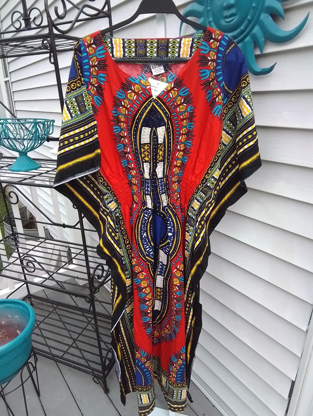 Vibrant Red Multicolor Dashiki Kaftan